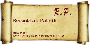 Rosenblat Patrik névjegykártya